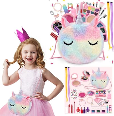MKSS® Make up Koffer Meisjes - Kinder Speelkoffer met Inhoud - Make upset voor Kinderen - Regenboog Tas