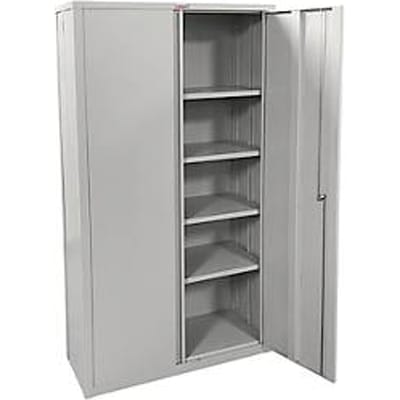 Stalen kast Phoenix SCF1891GGK, opvouwbaar, 4 legborden, sleutelslot, B 915 x D 370 x H 1830 mm, staal, lichtgrijs RAL 7035