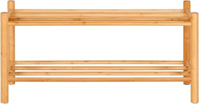 QUVIO Schoenenrek - Rek voor schoenen - 2 Planken - Bamboe - Naturel