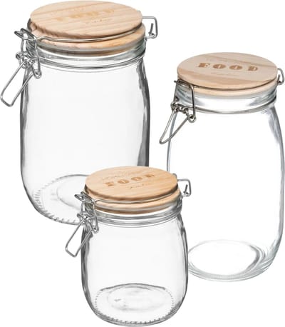 5Five keuken voedsel voorraadpotten Set - 6x stuks - glas - 0.75 - 1.0 - 1.5 Liter inhoud