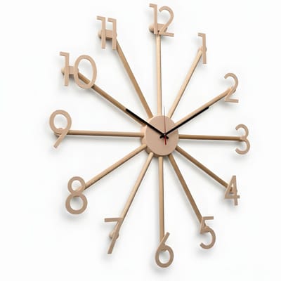 Home 3D - Moderne Stille Wandklok Beige - 60cm - Gemaakt in Nederland - Home Design