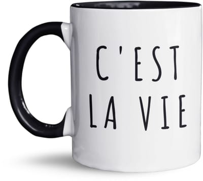 NietMokken.nl - C'est La Vie Mok – Grappige mok met tekst – Claude mok - Cadeau voor hem of haar – Franse quote mok – Aan beide zijden bedrukt – Vaatwasser- en magnetronbestendig