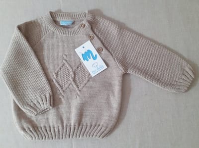Mac Iusion Gebreide Baby Pullover/ trui | 9502X |Nuez/ zand | 1 Maand | maat 56