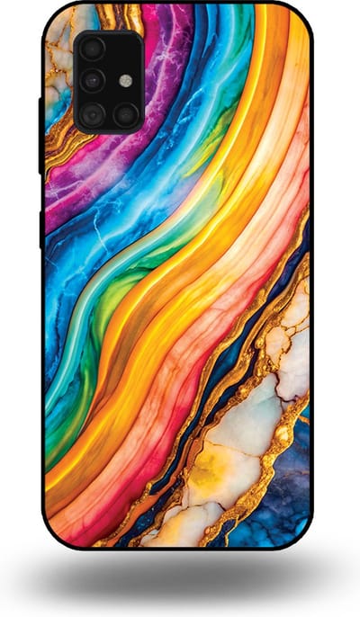 Smartphonica Telefoonhoesje Geschikt voor Samsung Galaxy A51 5G met Regenboog Goud Marmer Opdruk - TPU Backcover Case Rainbow Gold Marble Design geschikt voor Samsung Galaxy A51 5G