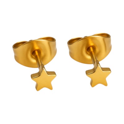 Aramat Jewels | Oorbellen | Mini ster oorstekers goudkleur staal – 3mm | | | |3mm | Staal | Kinderen, Volwassenen | Verkleurd niet