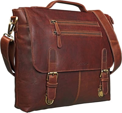 Elegante Laptoptas Leer 13.3 Inch Schoudertas Vintage Heren Dames