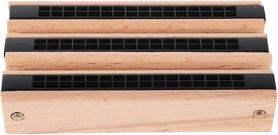 Houten Mondharmonica Set - Muziek Instrument - Muziek Maken - 16 Gaten Dubbele Rij - 13cm Lengte - Lichtbruin