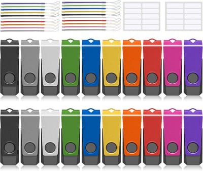 USB 2.0 Flash Drives (20 Stuks) - 2GB Geheugensticks met Sleutelkoorden