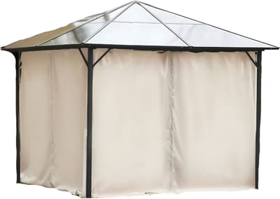 Zijwanden voor Paviljoen 3x3 m – Set van 4 met Haken – Polyester Partytent Wanden – Beige