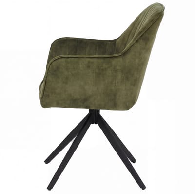Set van 2 eetkamerstoelen MCW-L79, keukenstoel met draaibare armleuningen en automatische terugvering, fluweel 440 g/m² ~ suède-look, olijfgroen