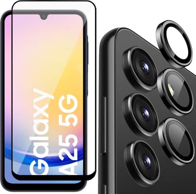 Screenprotector & Camera Protector geschikt voor Samsung Galaxy A25 / A24 - Volledig Dekkend Glas
