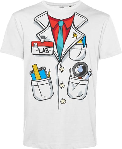 T-shirt kind Laborant | Carnavalskleding kinderen | Carnaval Kostuum | Foute Party | Wit | maat 68