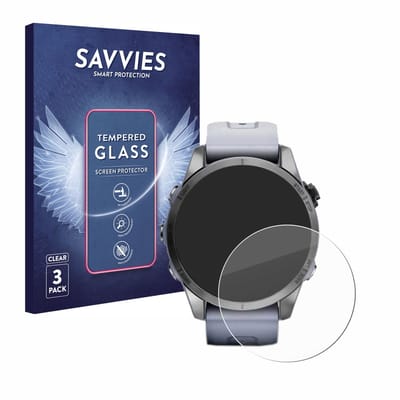 Savvies - Glas Screenprotector voor Garmin Fenix 7S (42 mm) - Gehard Beschermglas 9H 3 Stuks