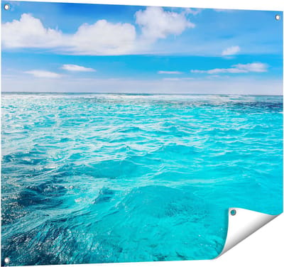 Gards Tuinposter Blauwe Caribische Zee Water - 100x80 cm - Tuindoek - Tuindecoratie - Wanddecoratie buiten - Tuinschilderij