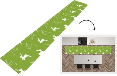 Keukenloper - Loper keuken - Hert - Groen - Patronen - 300x50 cm - Keukenloper vinyl