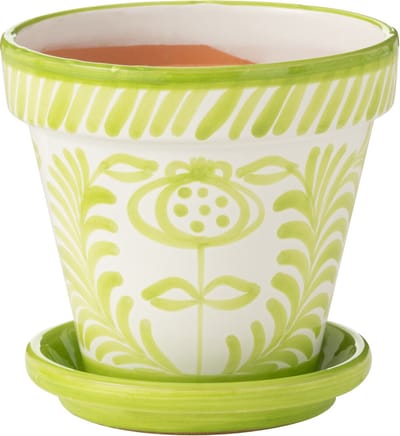 J-Line bloempot Granada Handmade + Painted - keramiek - groen - medium - Ø 27 cm