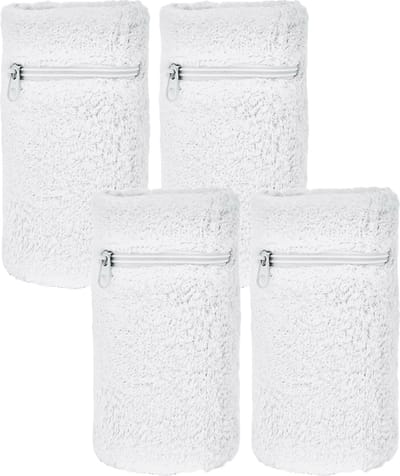 Arowell Premium Polszweetbandjes met Portemonnee en Rits – Wit – 12 x 8 cm – Set van 4