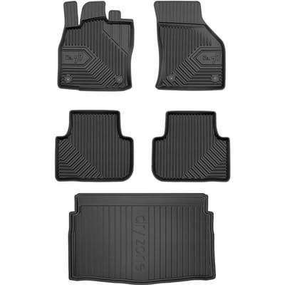 Frogum 77 & DryZone - Automattenset en Kofferbakmat - Geschikt voor Volkswagen Golf Sportsvan (2014-2020) - Laser-fit Pasvorm - TPE Rubber - Geurloos