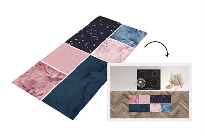Keukenloper - Loper keuken - Marmer - Structuur - Collage - 120x50 cm - Keukenloper vinyl