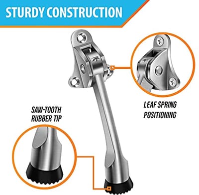 Deurstopper 10,5 cm - Antislip Rubber, Metalen Deurhouder en Kickstand (2 stuks)