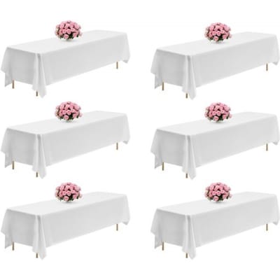 VEVOR 6 x Tafelkleed 2286x3353 mm, Herbruikbare Tafelkleedbeschermer, Machinewasbaar Polyester Tafelkleed voor Feesten, Bruiloften, Banketten, Formele Evenementen, Wit