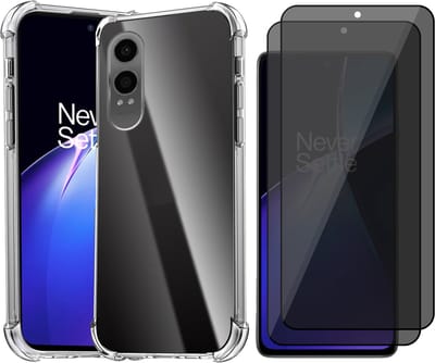 Hoesje geschikt voor OnePlus Nord CE 4 Lite - 2x Privacy Screenprotector Volledig Dekkend Glas - Shockproof Transparant
