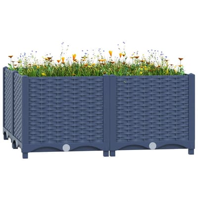 vidaXL - Plantenbak - verhoogd - 80x80x38 - cm - polypropyleen
