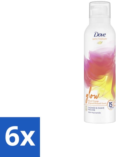 6 x Dove – Douche- & Scheerschuim – Bath Therapy Glow – 200 ml - Douche En Scheerschuim - Huidverzorging - Stralende Huid - Niacinamide - Huidbarrière