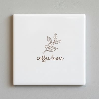 Coffee Lover Keramische Tegel – Minimalistische Botanische Koffie Quote Keuken Wanddecoratie – 15 x 15 cm