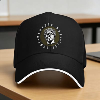 Memento Mori Amor Fati Schedel Stoïcisme Baseballpet Streetwear Mannen Volwassenen Hip Hop Petten Custom Logo Buitensport Baseballpetten One Size black