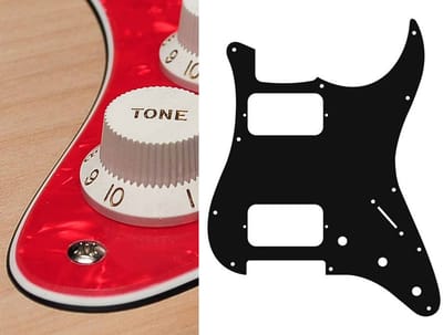 Boston ST-333-PR pickguard, Stallion, HH, 3 pot holes, 3-5 switch, 3 ply, pearl red