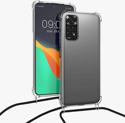 Geschikt voor Xiaomi Redmi Note 11 hoesje met koord transparant Siliconen Zwart – Geschikt voor Xiaomi Redmi Note 11 backcover – Geschikt voor Xiaomi Redmi Note 11 case – oTronica koord hoesje Geschikt voor Xiaomi