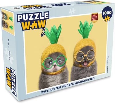 Puzzel Kat - Hoed - Ananas - Legpuzzel - Puzzel 1000 stukjes volwassenen
