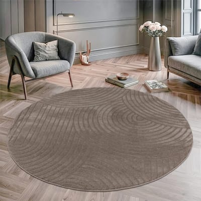 Muratap Vivant japandi rond vloerkleed laagpolig effen - 160 cm rond