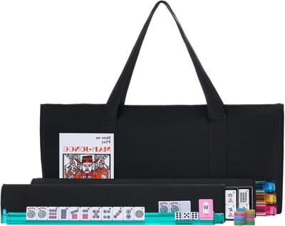 Mahjong Set - Tegelspel - Gezellig Spelen - Compleet met Rekken - 166 Tegels - Zwart