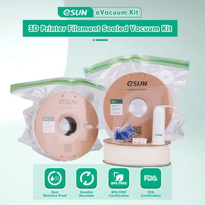 eSun eVacuum Kit Pro 3 voor 3D filament - Elektrische vacuümpomp set met 10 vacuümzakken, 15 vochtvangers en 2 afdichtingsclips
