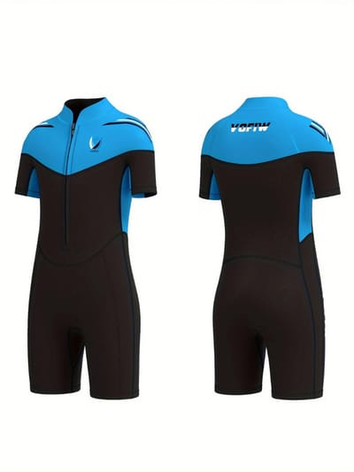 Bovista Wetsuit Kinderen - Swimsuit - Shorty - Surfpak - Duikpak - Lange Mouw - Zwemsuit - Blauw - 4y