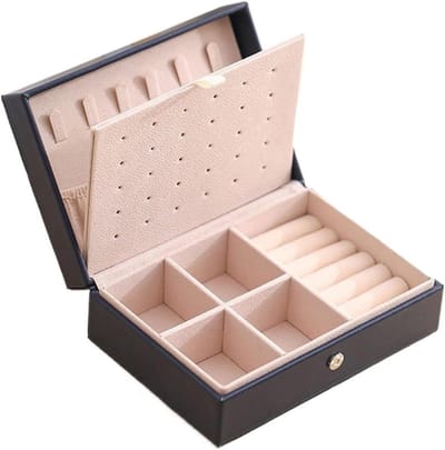 Sieradenkistje Reis - Opbergdoos Organizer - Sieraden Meenemen - Meerdere Vakken - 165 cm - Diep Blauw