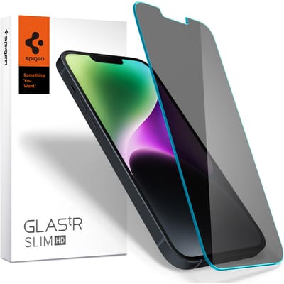 Spigen EZ Fit GLAS.tR Privacy Glass Screenprotector - 1 pack voor de Apple iPhone 17e / 16e / 14 / 13 / 13 Pro
