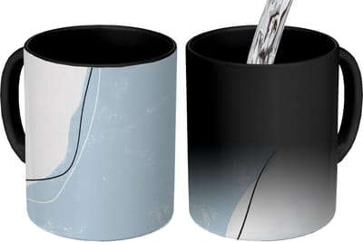 Magische Mok - Foto op Warmte Mokken - Koffiemok - Blauw - Minimalisme - Abstract - Magic Mok - Beker - 350 ML - Theemok