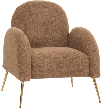 Lounge fauteuil MCW-N69, cocktail fauteuil, retro nosa ophanging stof/textiel chenille MVG-gecertificeerd ~ koffie
