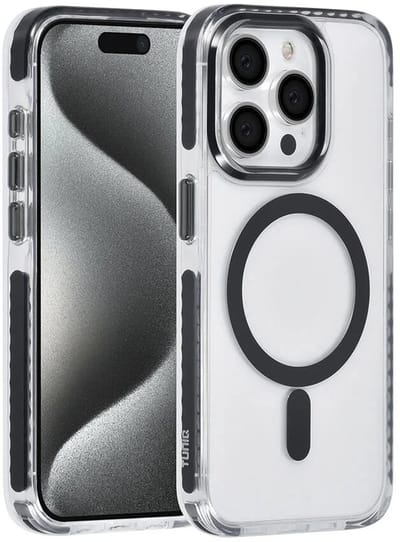 TUNIQ telefoonhoesje voor Apple iPhone 15 Pro - MagSafe backcover met koord - Zwart