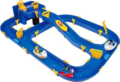 RFWR® Waterbaan met Glijbaan en Schepen - 130 x 90 cm - Speelgoed voor Kinderen vanaf 3 jaar - Waterspeeltuin met Sluizen
