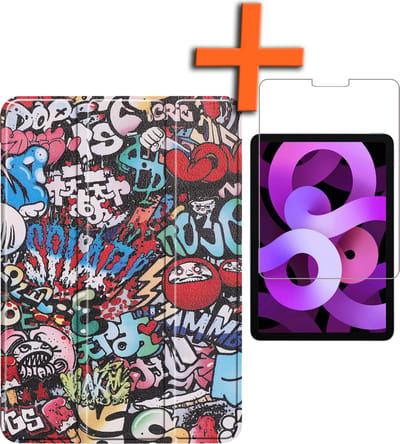 Hoesje - Geschikt voor Apple iPad Air 5 (2022) - 10.9 inch - 5e Generatie - M1 - Met Screenprotector - Trifold Bookcase - Hard Cover - Hardcover Book Case - Tablet Hoes - Graffity