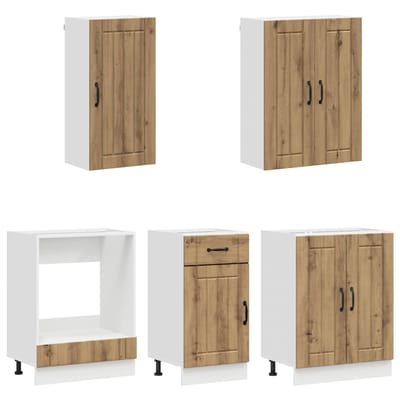 vidaXL - Keukenblok - LUCCA - 5 - st - Artisanaal - eiken - Bewerkt - hout