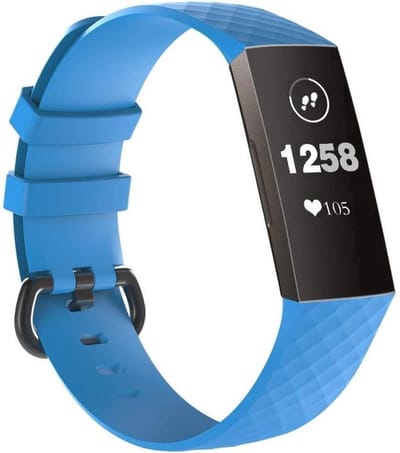 New Age Devi - Fit voor actie - Schubben Sportbandje - Geschikt voor Fitbit Charge 3 4 - Maat ML - Lichtblauw
