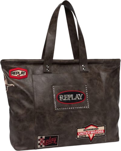 REPLAY Schoudertas Shopper Bungee Cord / Black Bruine