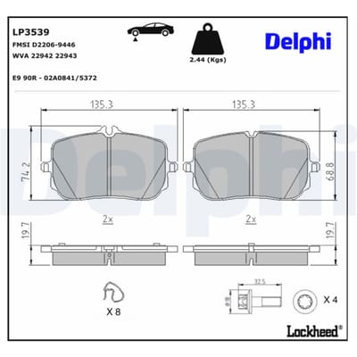 Remblokkenset, schijfrem DELPHI LP3539