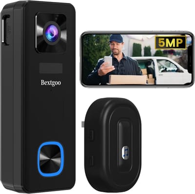 Draadloze Deurbelcamera - Slimme Deurbel Video - Veiligheid Thuis - 5MP Resolutie Geen Kosten - IP66 Waterdicht