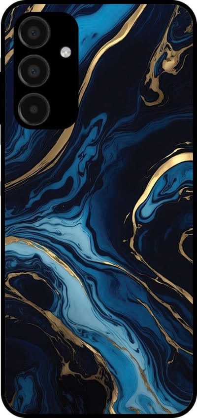 Smartphonica Telefoonhoesje geschikt voor Samsung Galaxy A35 met marmer opdruk - TPU backcover case marble design - Goud Blauw geschikt voor Samsung Galaxy A35